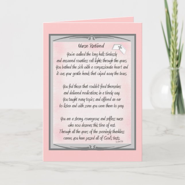 Retired Nurse Poem gifts by ~~Gail Gabel, RN Card (Front)