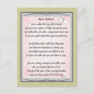 Retired Nurse Poem gifts by ~~Gail Gabel, RN Postcard