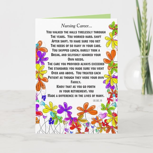 Retired Nurse Poem Greeting Card #18 (Front)