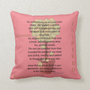 Retired Nurse Poem Pillow Salmon Pink
