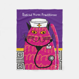 Retired Nurse Practitioner Cat Fleece Blanket