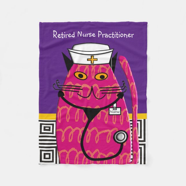 Retired Nurse Practitioner Cat Fleece Blanket (Front)