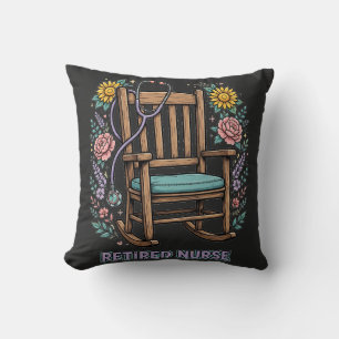 Retired Nurse Rocking Chair Throw Pillow