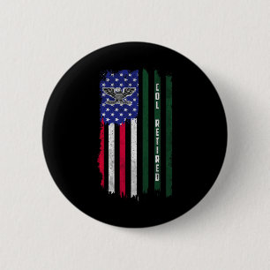 Retired O6 Colonel Col Rank American Flag Veterans 6 Cm Round Badge