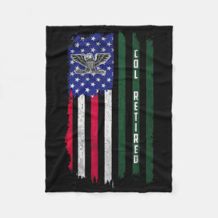 Retired O6 Colonel Col Rank American Flag Veterans Fleece Blanket