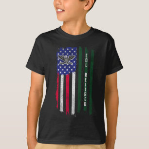 Retired O6 Colonel Col Rank American Flag Veterans T-Shirt