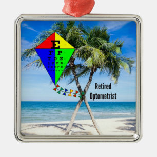 Retired Optometrist, Humor License Plate Metal Tree Decoration