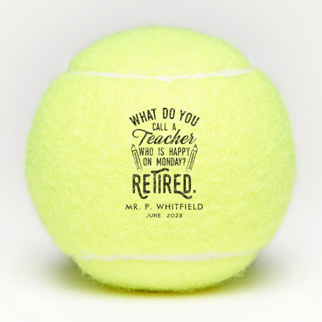 Retired PE Teacher Retirement Party Personalised Tennis Balls (Front)