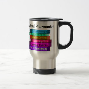 Retired Pharmacist Gifts Stack of Books Design 8 Travel Mug