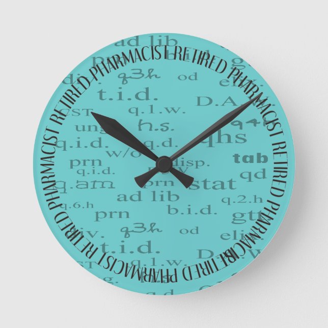 Retired Pharmacist Wall Clock (Front)