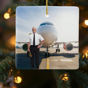 Retired Pilot Aeroplane Nato Letters Custom Photo Ceramic Ornament