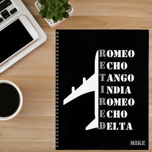 Retired Pilot Plane Nato Phonetic Alphabet Custom Notebook