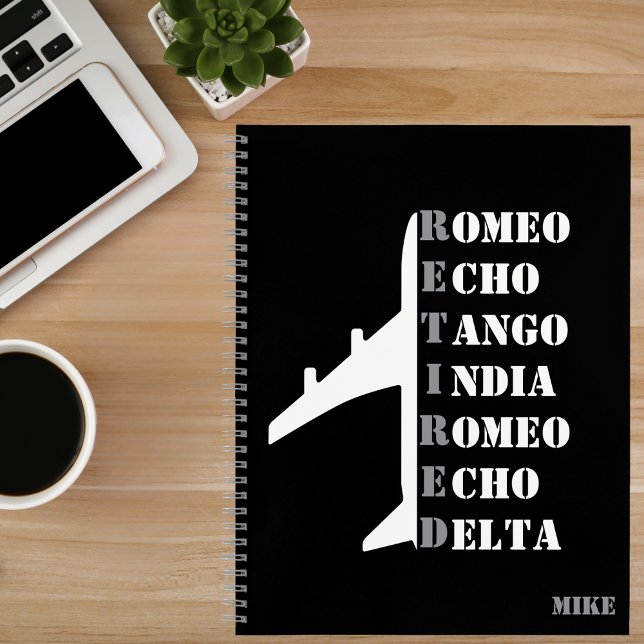 Retired Pilot Plane Nato Phonetic Alphabet Custom Notebook (Creator Uploaded)