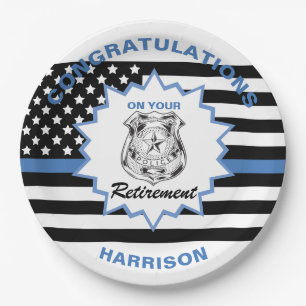 Retired Police Congratulations Retirement Paper Plate