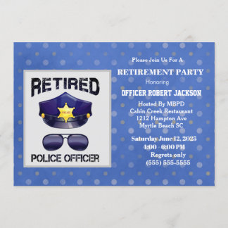 Retired Police Officer -Hat and Sunshades Invitation
