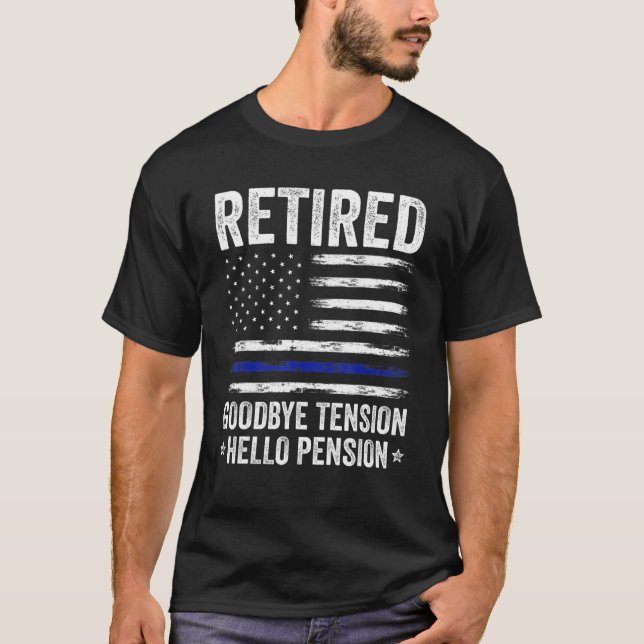 Retired Police Officer Shirts, American Flag Retir T-Shirt (Front)