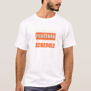 Retired Policeman Love My New Schedule Grandpa Gra T-Shirt