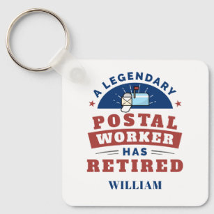 Retired Post Office Worker Typography Personalised Key Ring