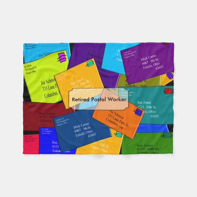 Retired Postal Worker Fleece Blanket Letters (Front (Horizontal))