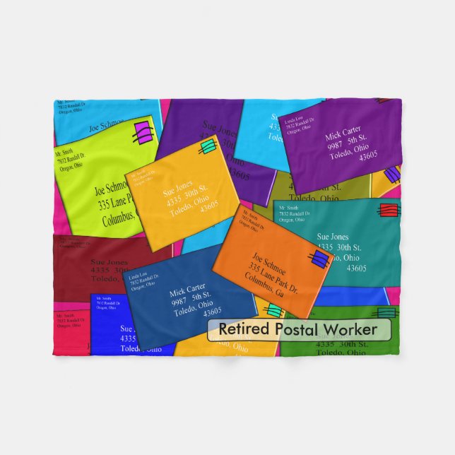 Retired Postal Worker Fleece Blanket Letters 4 (Front (Horizontal))