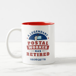 Retired Postal Worker Gag Retiring Personalised Two-Tone Coffee Mug