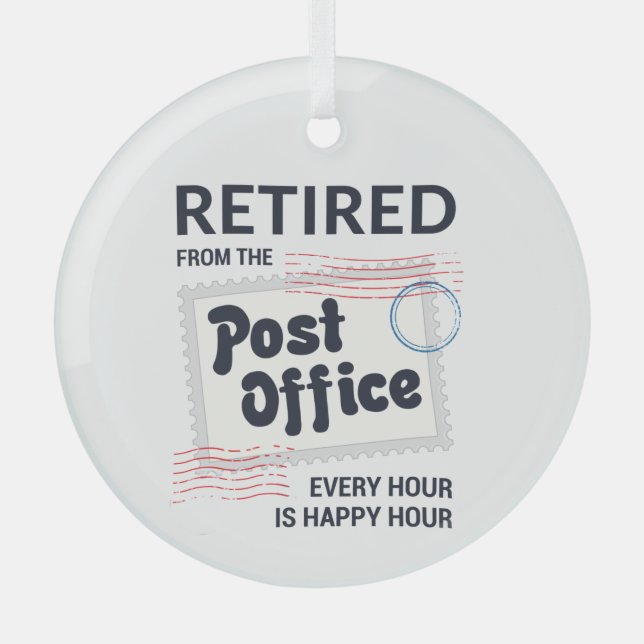 Retired Postal Worker Holiday Retirement Keepsake Glass Tree Decoration (Front)