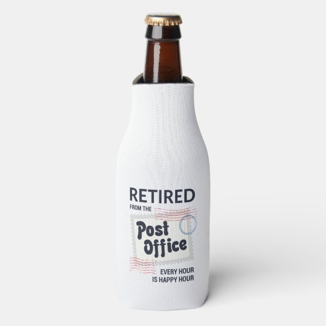 Retired Postal Worker Mailman Retirement Bottle Cooler (Bottle Front)
