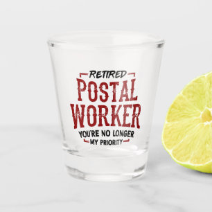 Retired Postal Worker Mailman Retirement Funny Gag Shot Glass