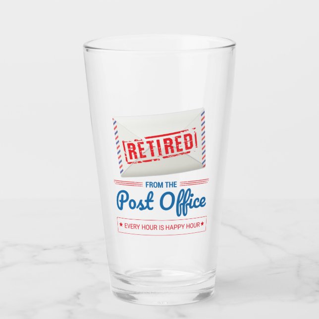 Retired Postal Worker Mailman Retirement Funny Glass (Front)