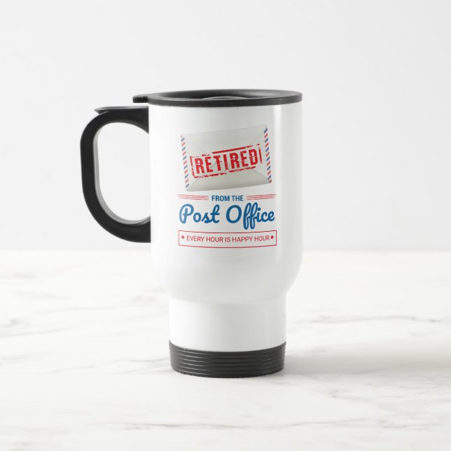 Retired Postal Worker Mailman Retirement Funny Travel Mug (Left)