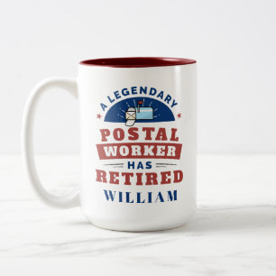 Retired Postal Worker Mailman Retirement Funny Two-Tone Coffee Mug