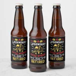 Retired Postal Worker Mailman Retirement Gift Beer Bottle Label