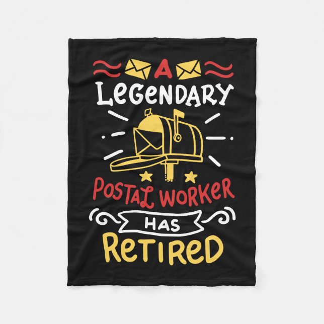 Retired Postal Worker Mailman Retirement Gift Fleece Blanket (Front)