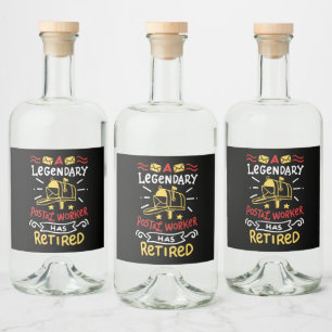 Retired Postal Worker Mailman Retirement Gift Liquor Bottle Label