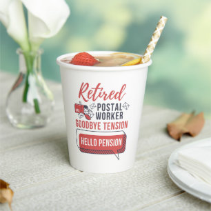 Retired Postal Worker Mailman Retirement Paper Cups