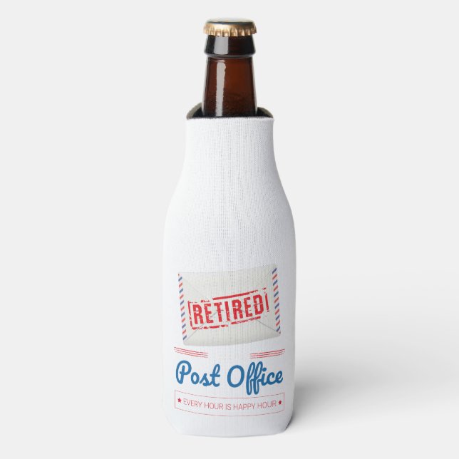 Retired Postal Worker Mailman Retirement Party Bottle Cooler (Bottle Front)