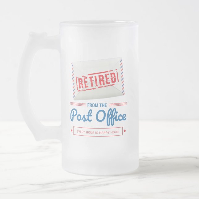 Retired Postal Worker Mailman Retirement Party Frosted Glass Beer Mug (Left)