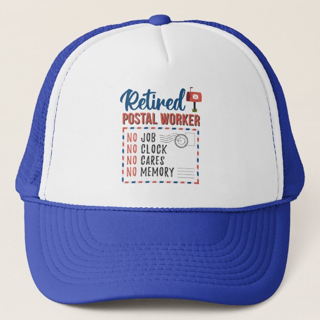 Retired Postal Worker Mailman Retirement Trucker Hat (Front)