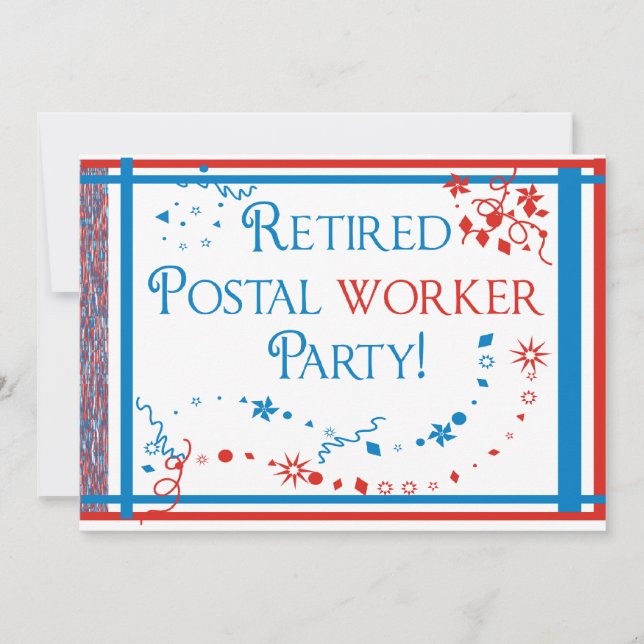 Retired Postal Worker Party Invitations USPS (Front)