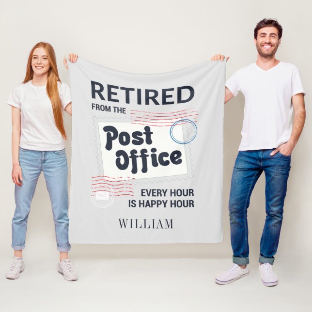 Retired Postal Worker Retirement Mailman Grandad Fleece Blanket (In Situ)