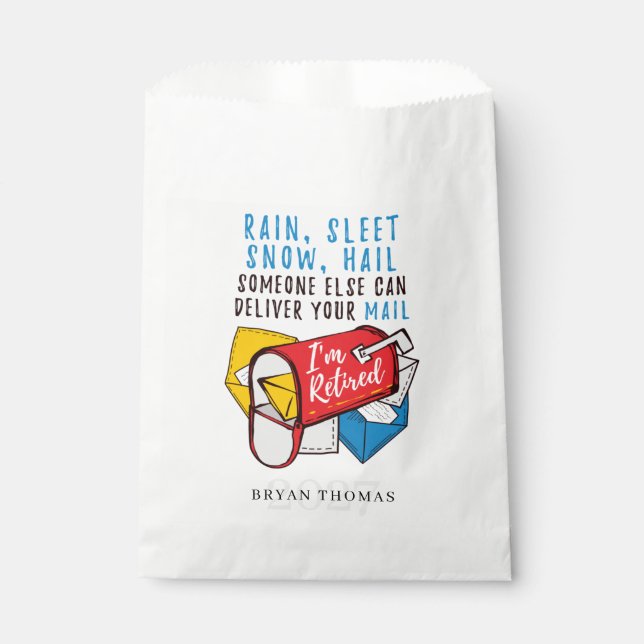 Retired Postal Worker Retirement Mailman Party Favour Bags (Front)