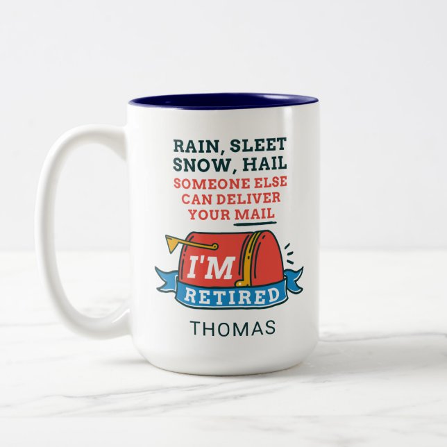 Retired Postal Worker Retirement Party Two-Tone Coffee Mug (Left)