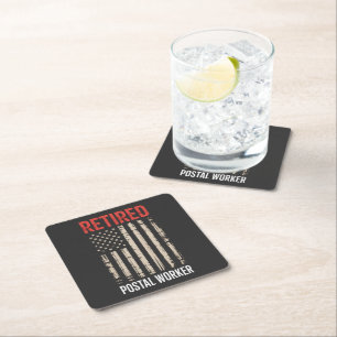Retired Postal Worker Retirement Square Paper Coaster
