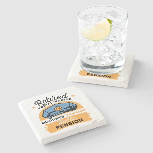 Retired Postal Worker Rural Carrier Retirement Stone Coaster (Side)