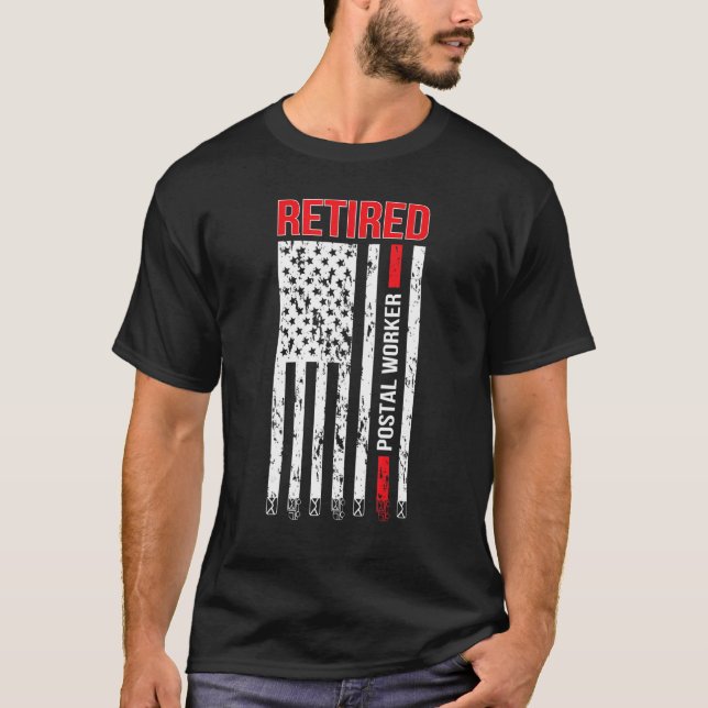 Retired Postal Worker Us Flag Mailman Retirement 2 T-Shirt (Front)