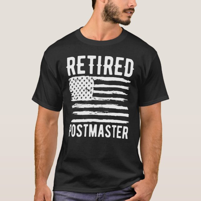Retired Postmaster Profession American Flag T-Shirt (Front)