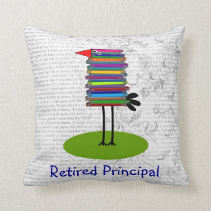 Retired Principal Book Bird Pillow