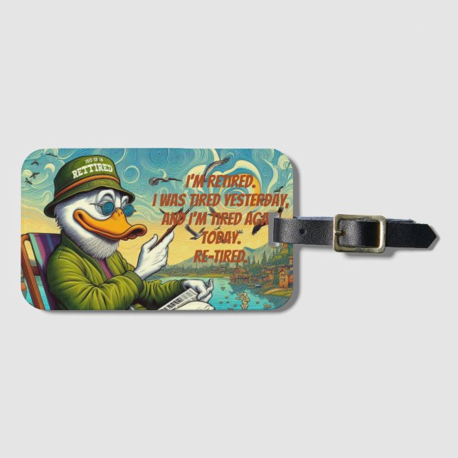Retired & Relaxed Luggage Tag (Front Horizontal)