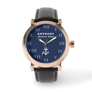 Retired Retirement Nautical Anchor Vintage Navy  Watch