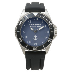 Retired Retirement Nautical Anchor Vintage Navy Watch